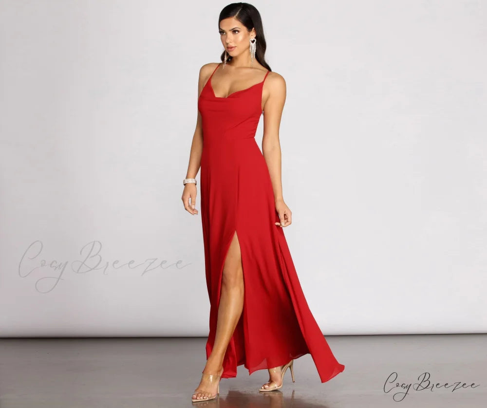 Kai Chiffon Lace Charming Up Back A-Line Dress