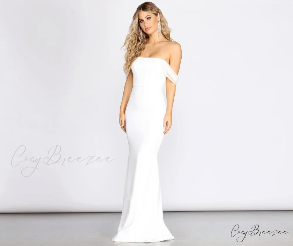 Kalel Off The Charming Shoulder Mermaid Dress IVORY / XS