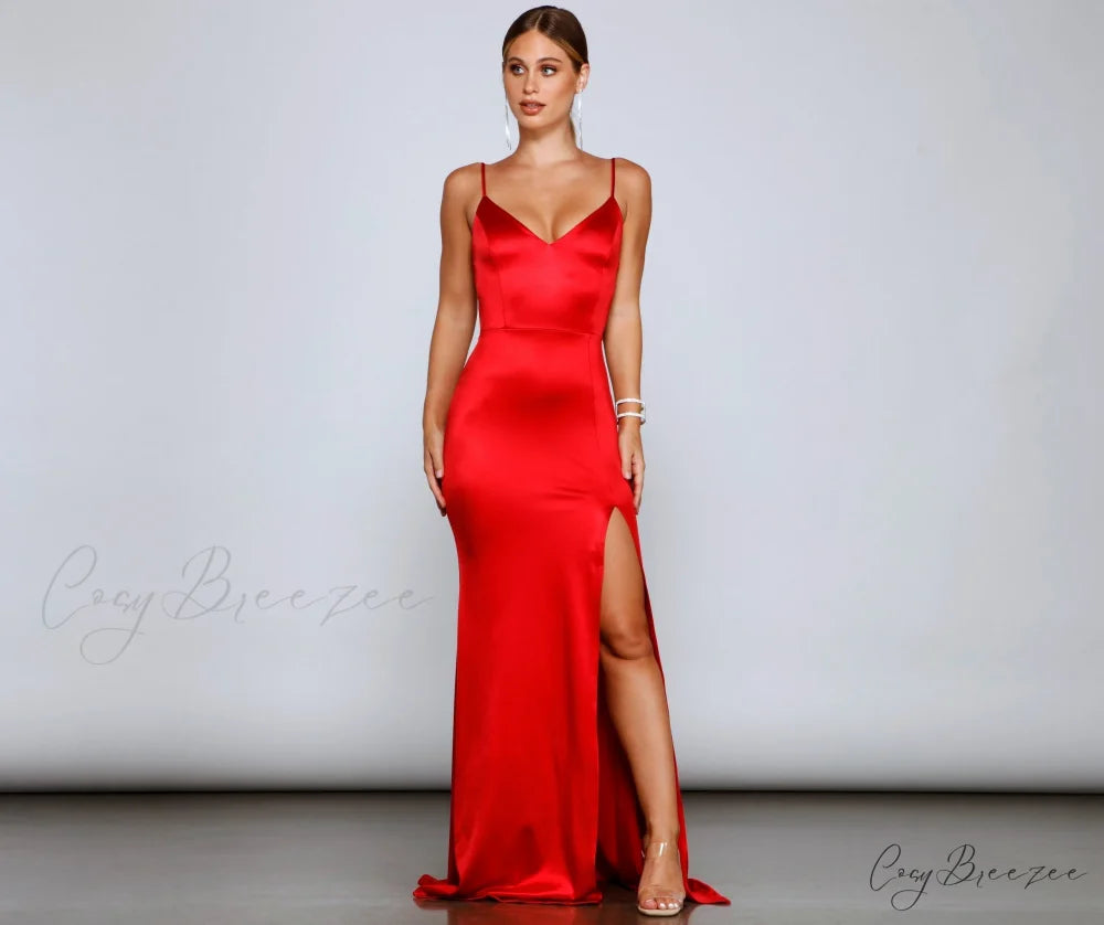 Karasi Formal High Charming Slit Mermaid Dress RED / XS