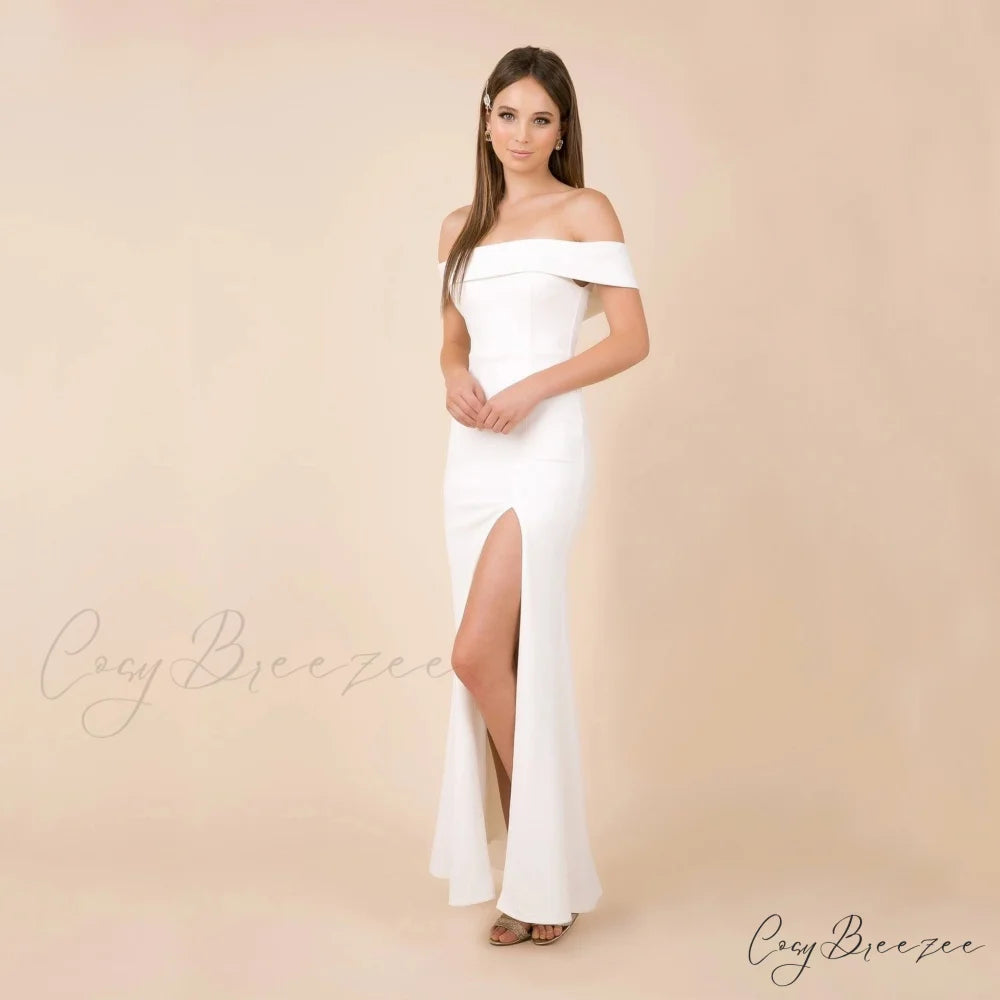 Kate Formal Stylish Crepe Midi Dress White / S