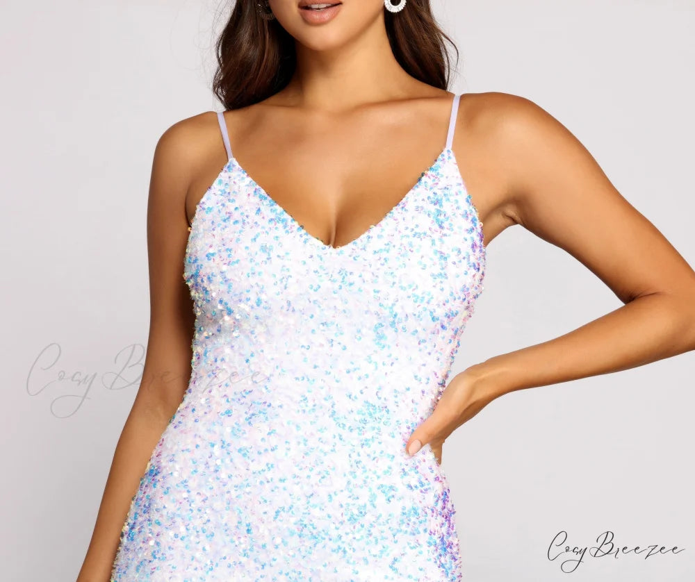 Kathy Iridescent Stylish Sequin Mini Dress
