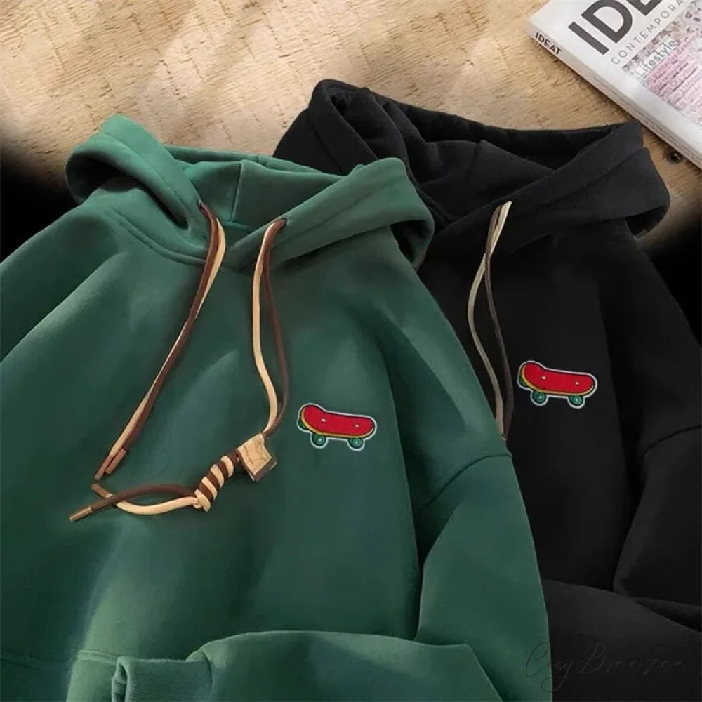 Kawaii Skateboard Graphic Cotton Fleece Hoodie hoodies-241228