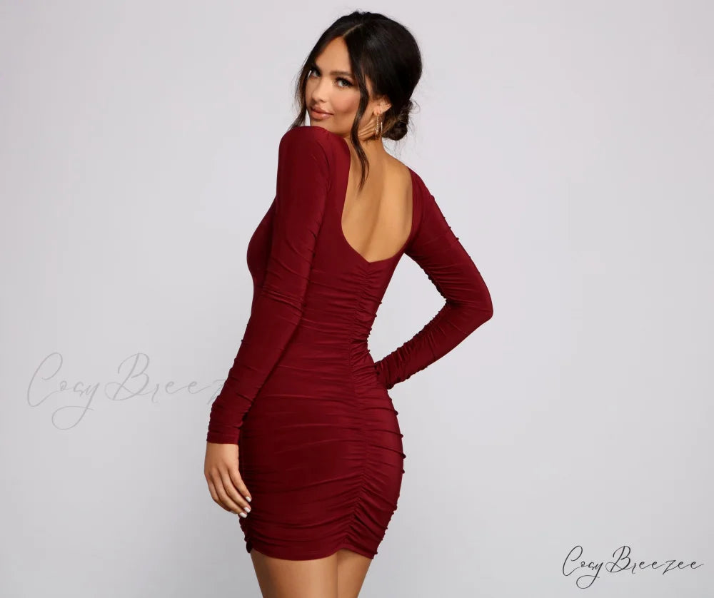Keeping Knit Sultry Charming Long Sleeve Mini Dress