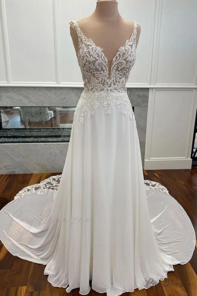 Kelsey Chiffon & Trendy Lace Wedding Dress