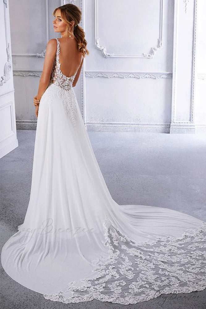 Kelsey Chiffon & Trendy Lace Wedding Dress