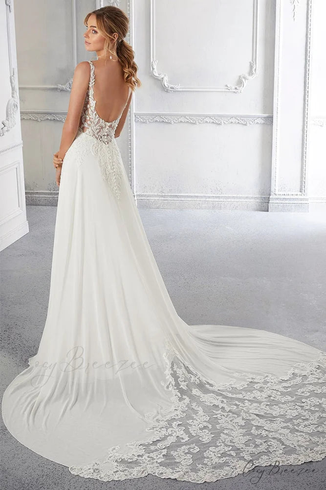 Kelsey Chiffon & Trendy Lace Wedding Dress