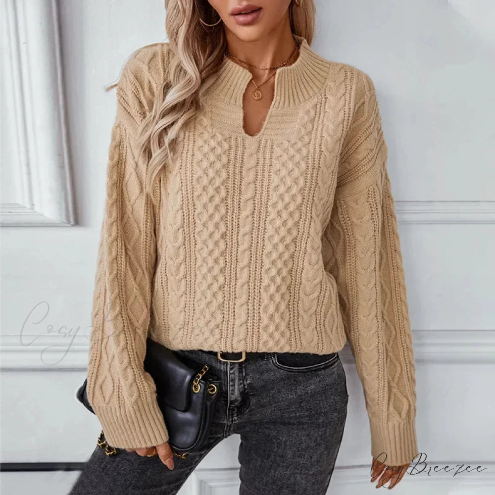 Khaki Cardigan Urban Sweater swraters-241228