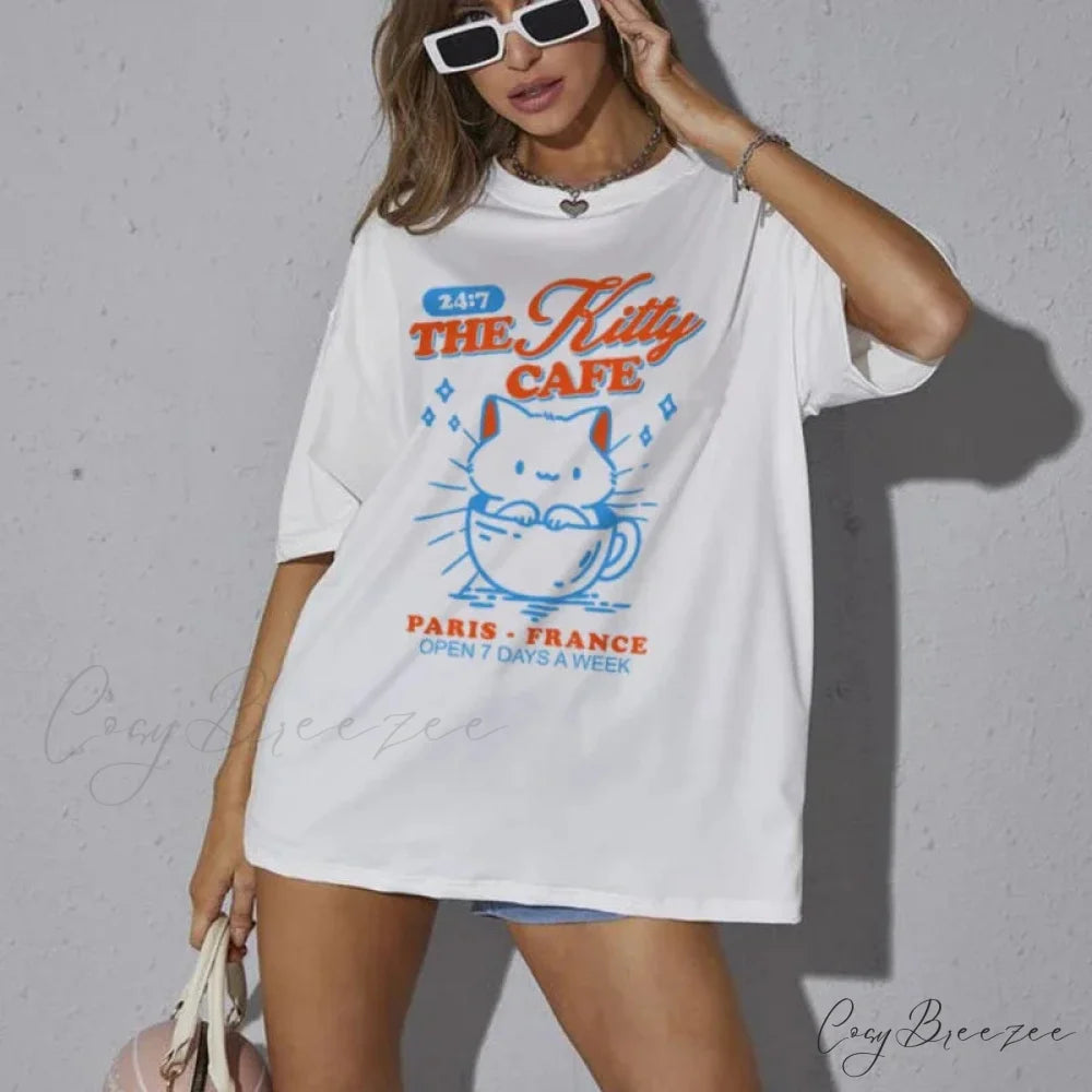 Kitty Cafe Throwback Graphic Tee WHITE / S t-shirt-250223