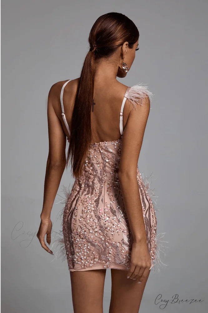 Klauda Pink Stylish Mini Dress