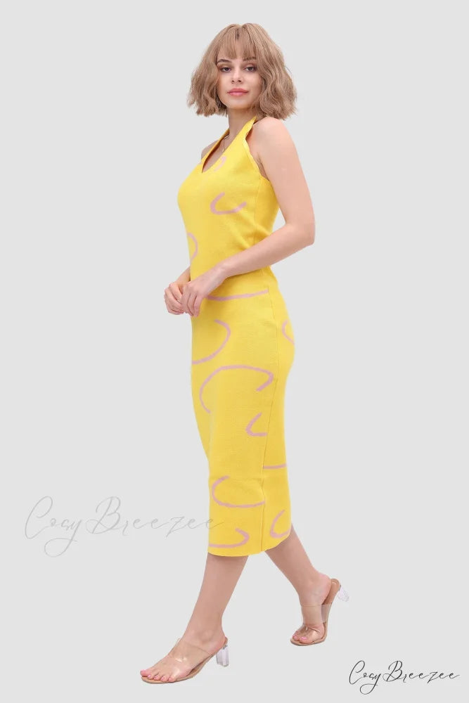 Knit Backless Halter Dress