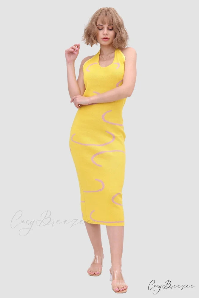 Knit Backless Halter Dress