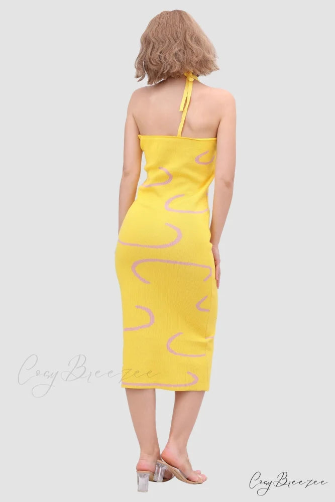 Knit Backless Halter Dress