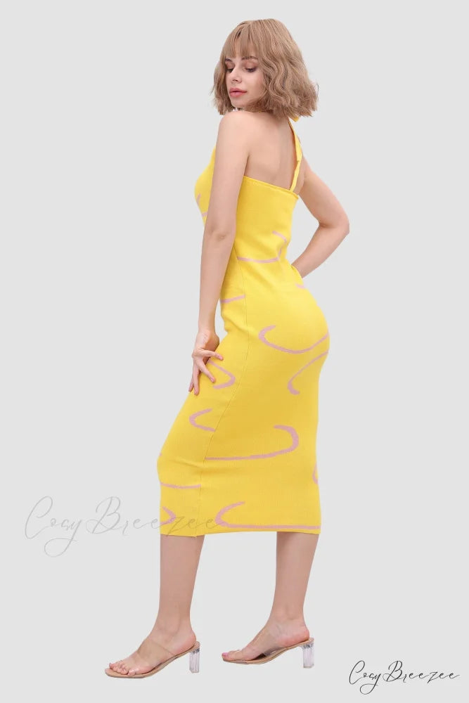 Knit Backless Halter Dress