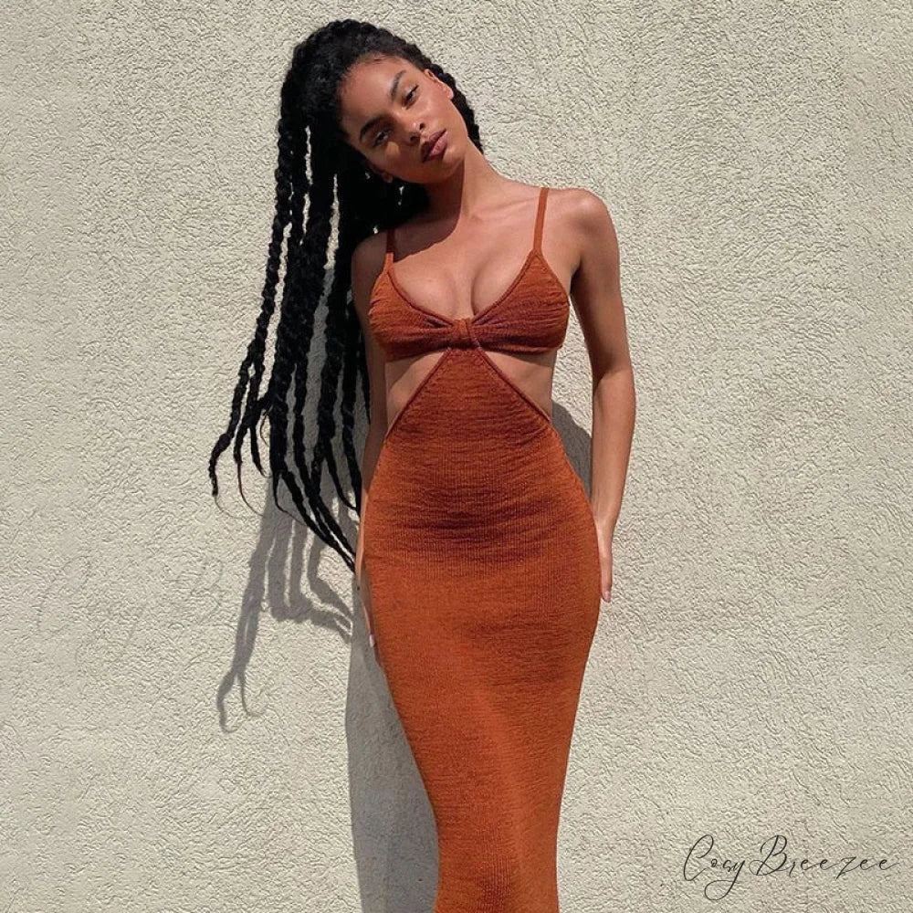 Knit Cut Out Charming Bralette Maxi Dress