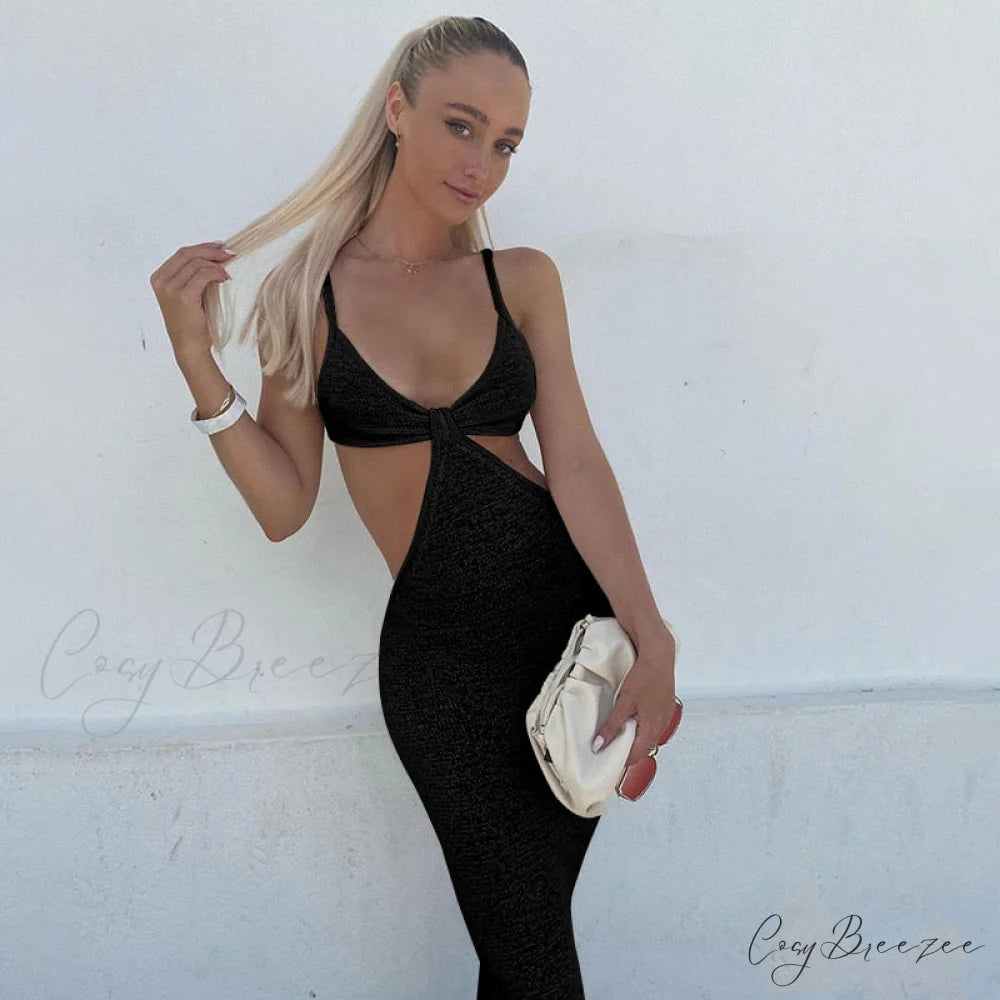Knit Cut Out Charming Bralette Maxi Dress