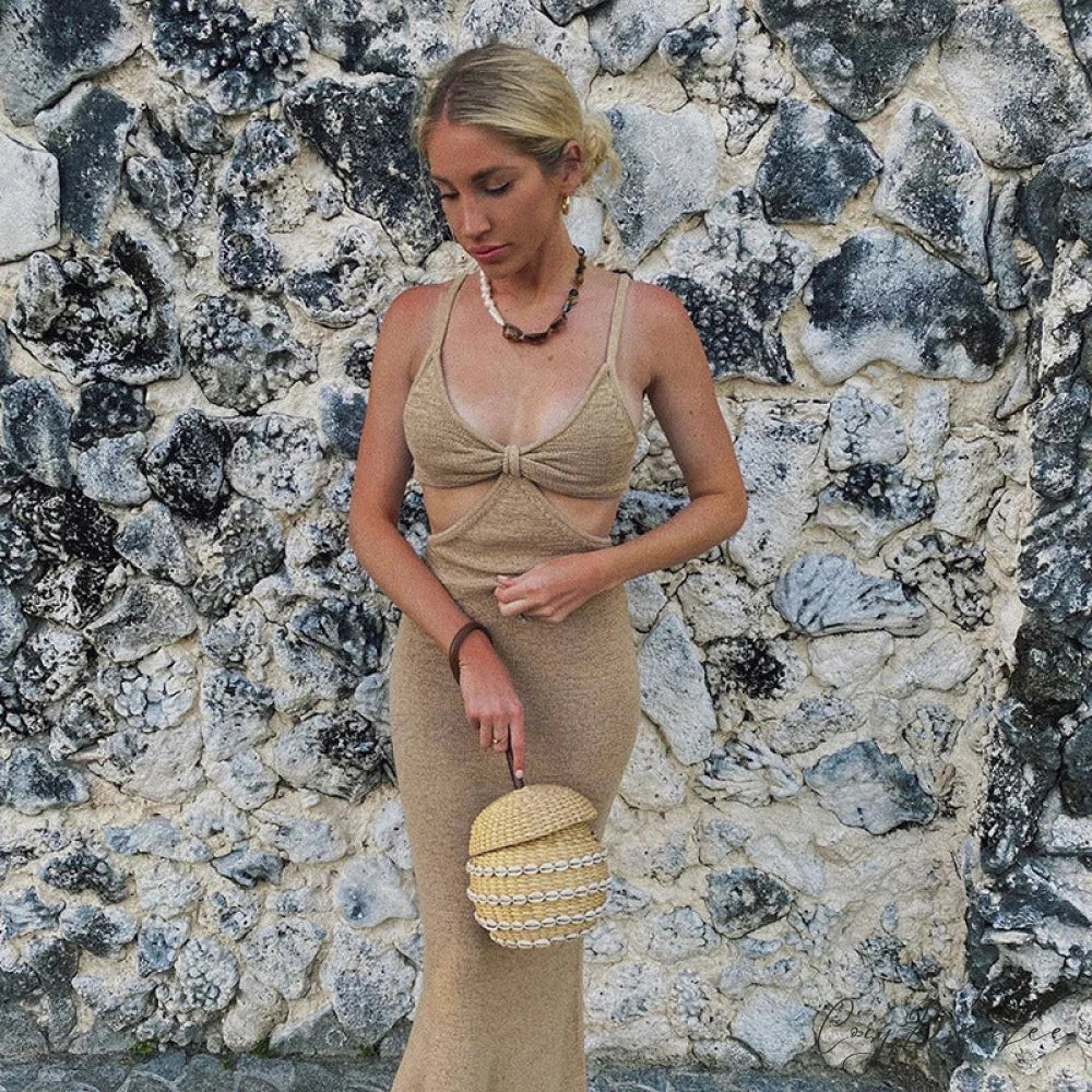 Knit Cut Out Charming Bralette Maxi Dress