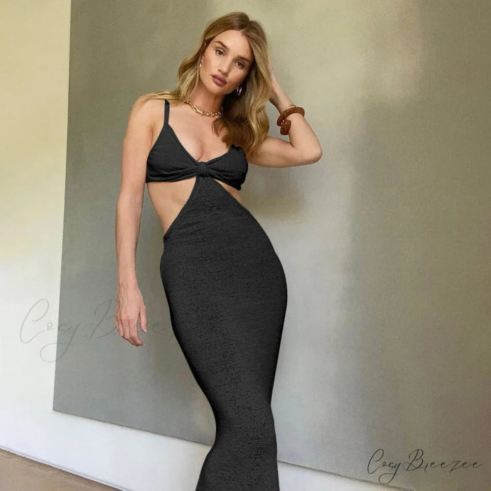 Knit Cut Out Charming Bralette Maxi Dress