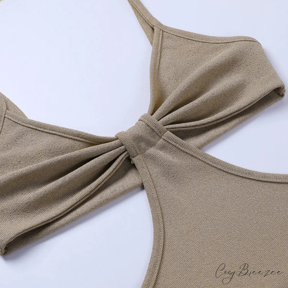 Knit Cut Out Charming Bralette Maxi Dress
