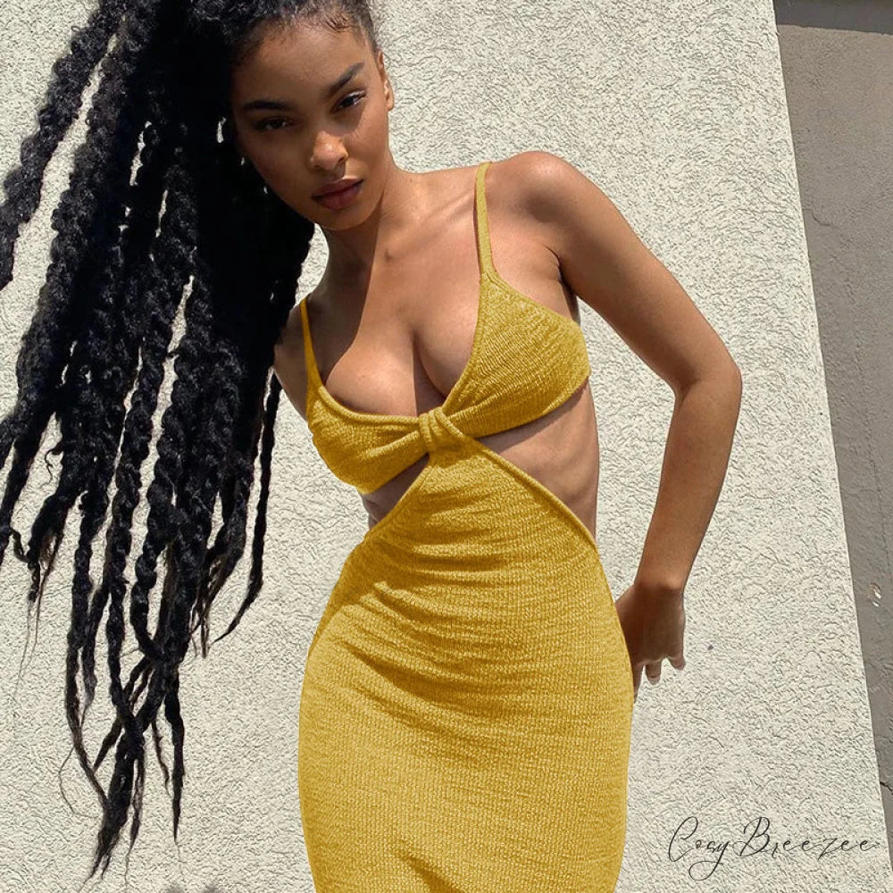 Knit Cut Out Charming Bralette Maxi Dress