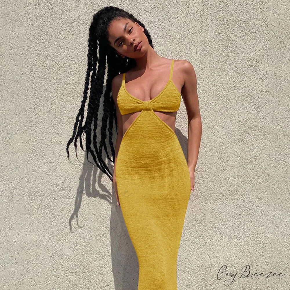 Knit Cut Out Charming Bralette Maxi Dress