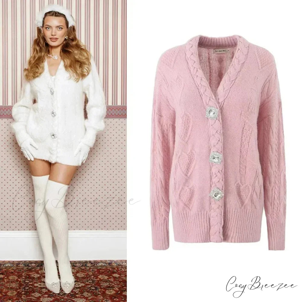 Knit Diamond Pink Cardigan