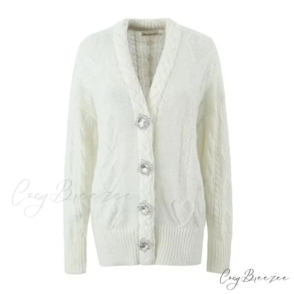 Knit Diamond Pink Cardigan Beige1 / S