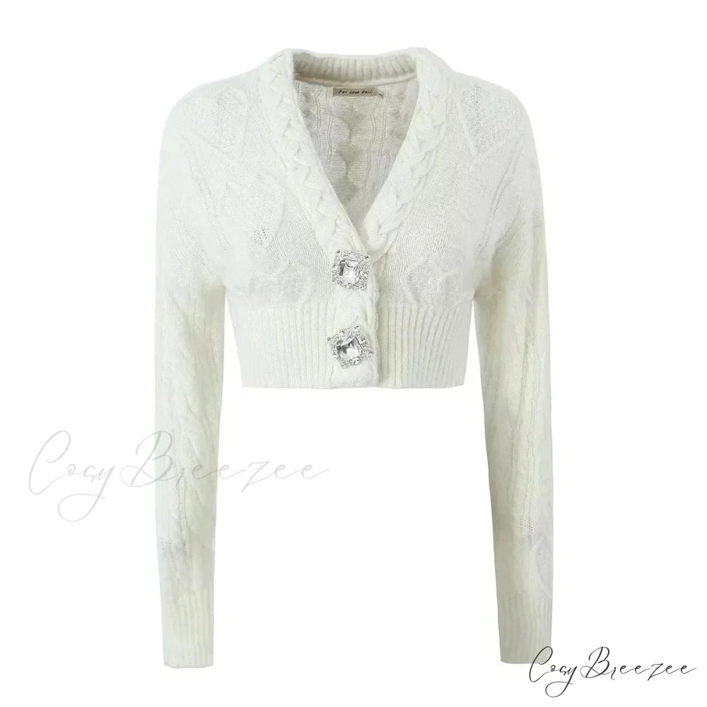 Knit Diamond Pink Cardigan Beige2 / S