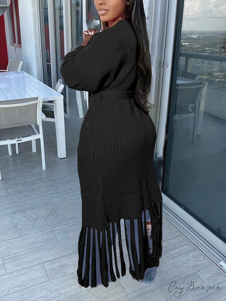 Knit Slit Graceful Turtleneck Sweaters