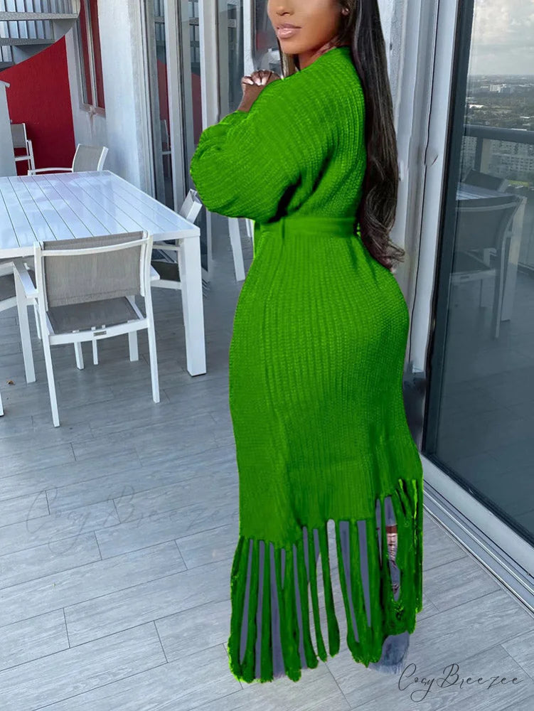Knit Slit Graceful Turtleneck Sweaters