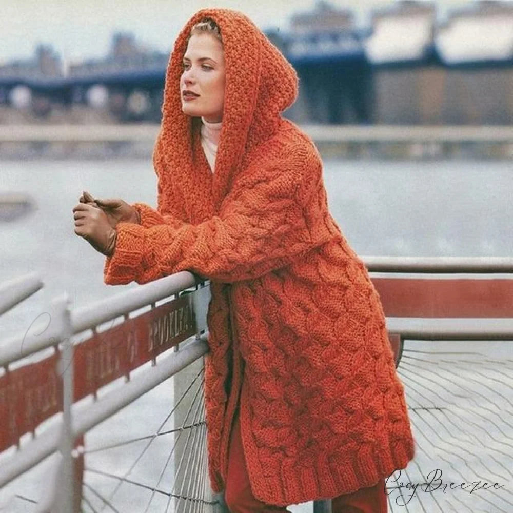Knitted Elegant Cardigan Orange / S