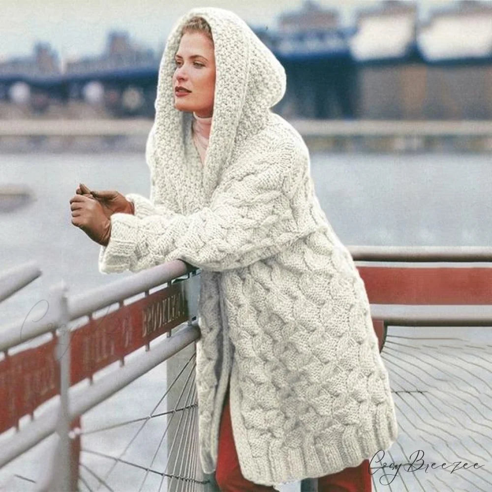 Knitted Elegant Cardigan White / S