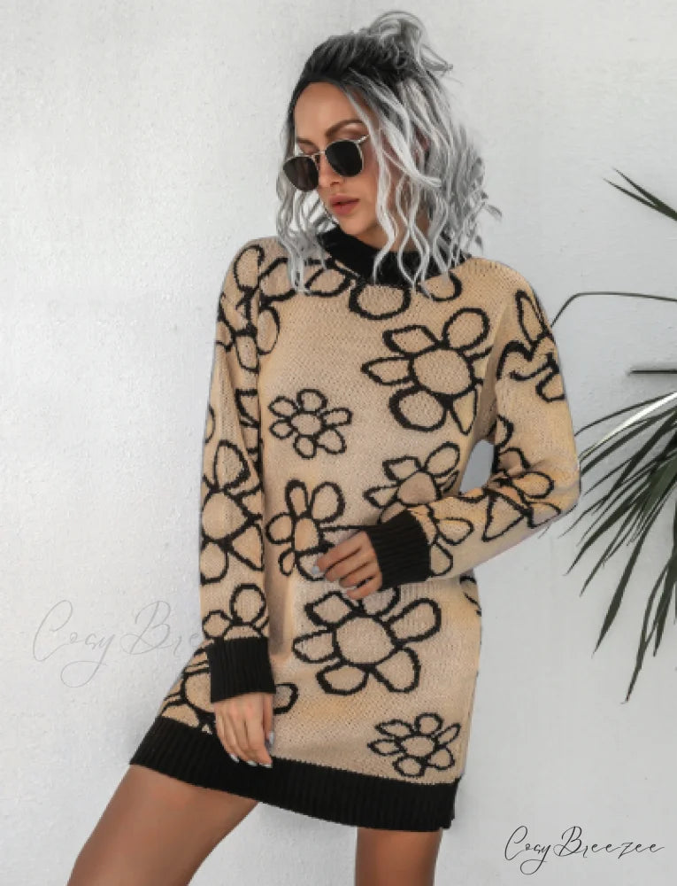 knitted flower dress M / pink