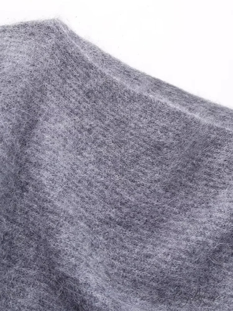 Knitted for Sweater Asymmetrical Arm Long Top Women