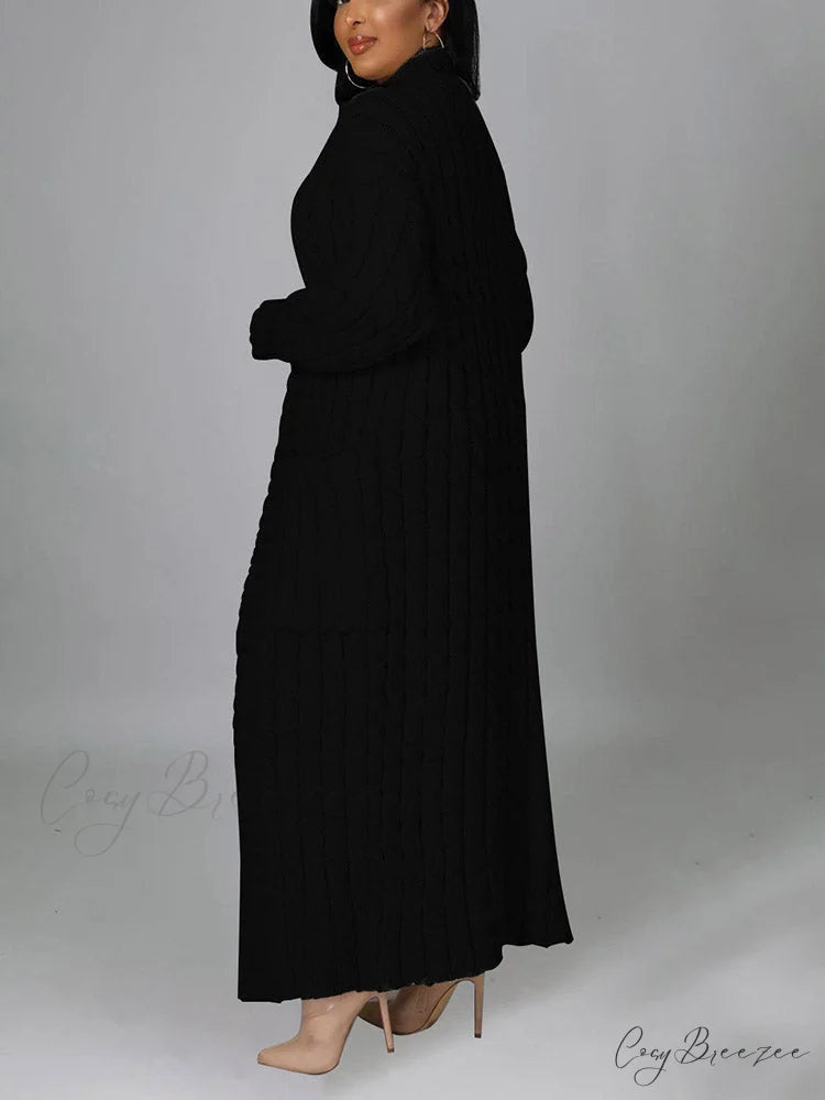 Knitted Solid Graceful Open Front Cardigan