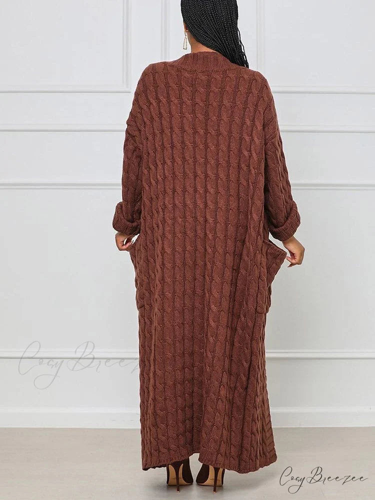 Knitted Solid Graceful Open Front Cardigan