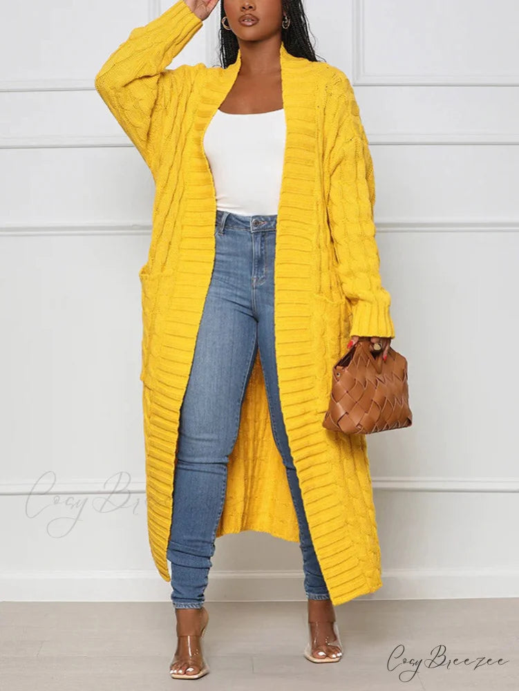 Knitted Solid Graceful Open Front Cardigan