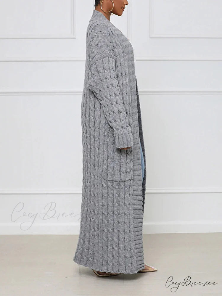 Knitted Solid Graceful Open Front Cardigan