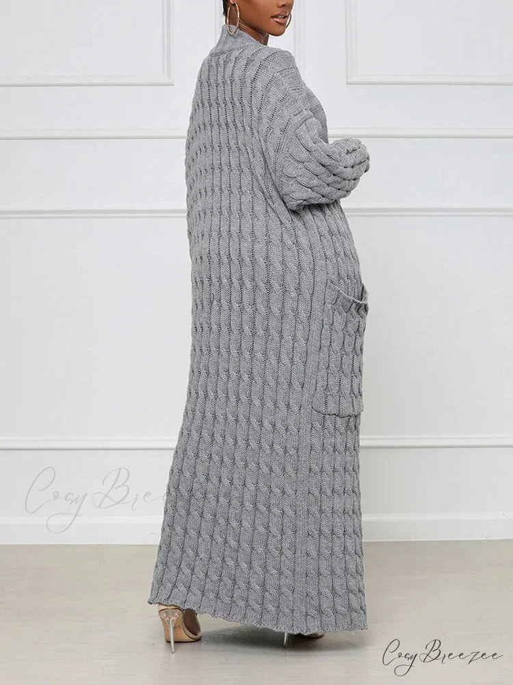 Knitted Solid Graceful Open Front Cardigan