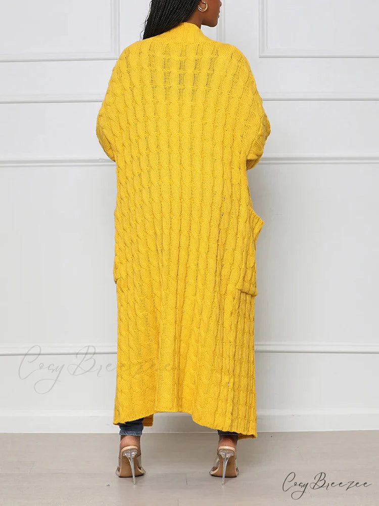 Knitted Solid Graceful Open Front Cardigan