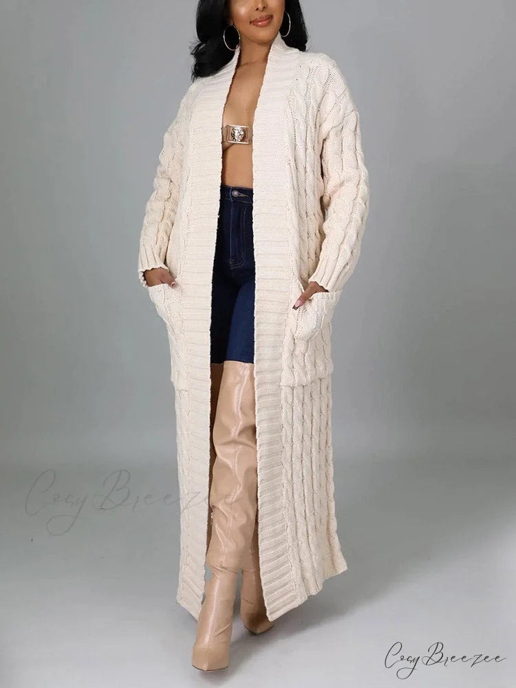 Knitted Solid Graceful Open Front Cardigan