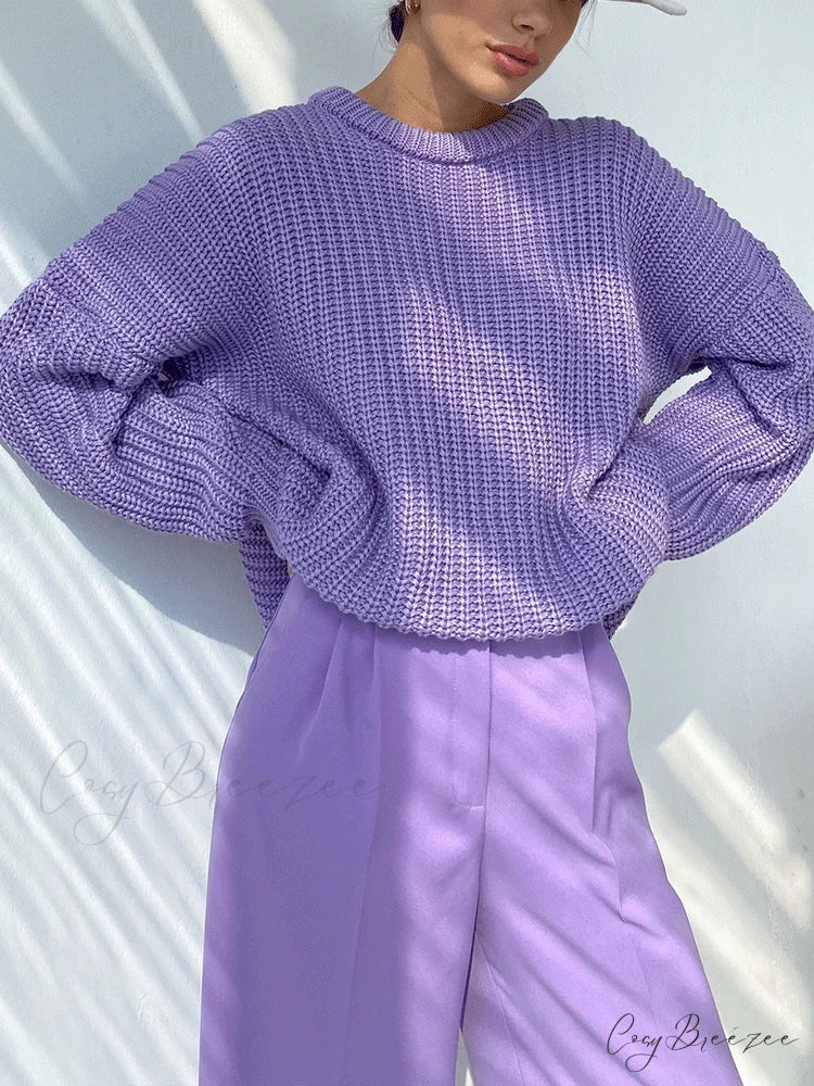 Knitted Solid Graceful Pocket Sweater Cardigan