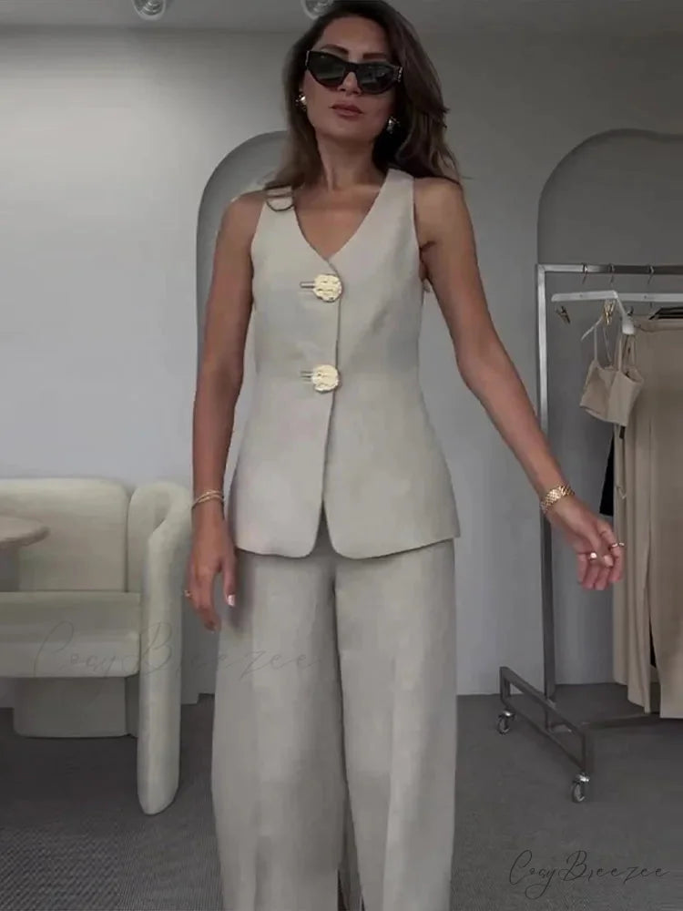 Knitted V-Neck Full-Length Skirt Formal Two Piece Set officetwopieceset-250223