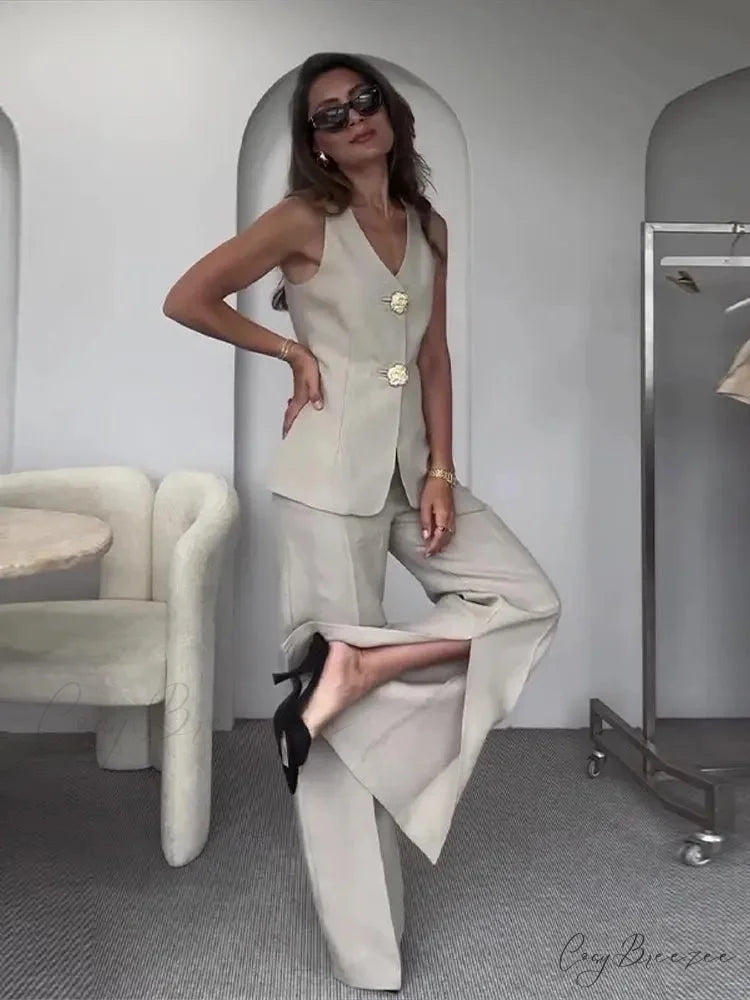 Knitted V-Neck Full-Length Skirt Formal Two Piece Set officetwopieceset-250223