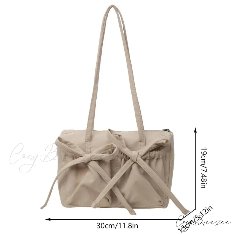 Korean Bow Nylon Foldable Bag shoulder-250126
