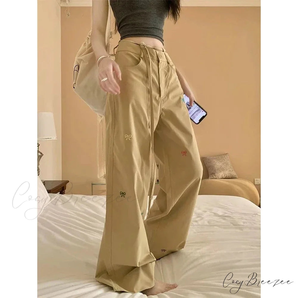Korean Butterfly Embroidered Pants pants-241228