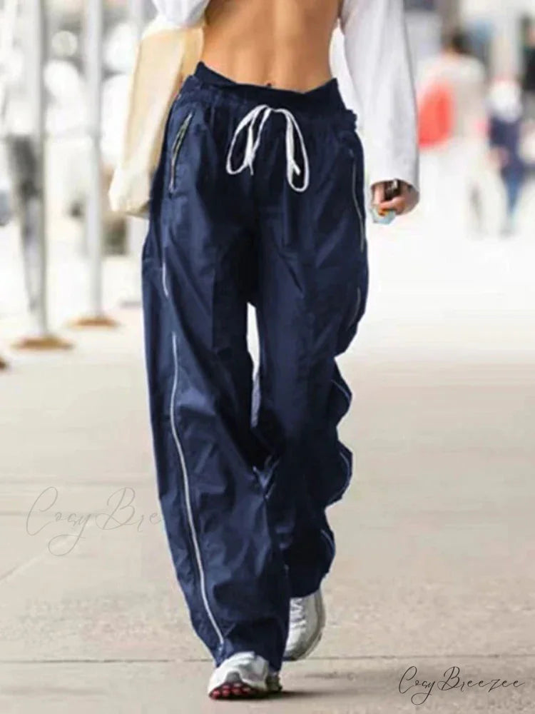 Korean Side Stripe Low Rise Pants pants-241228