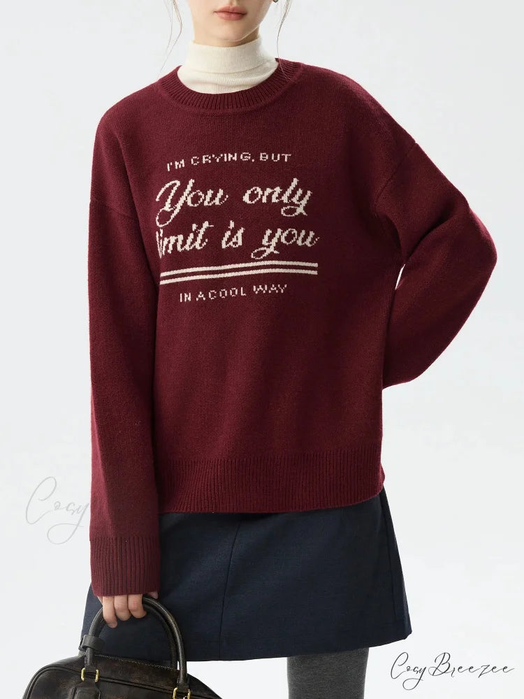 Korean Style Pullover Knitted Sweater Red / XS swraters-241228