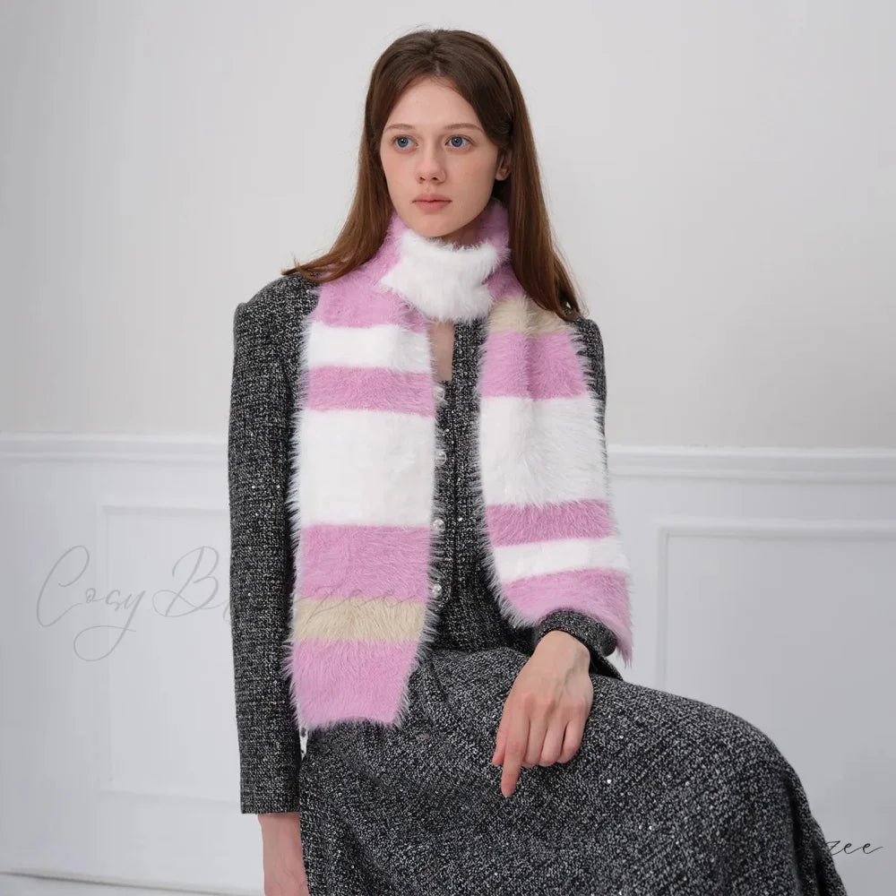 Korean Style Soft Warm Stripe Knitted Scarf for Autumn/Winter