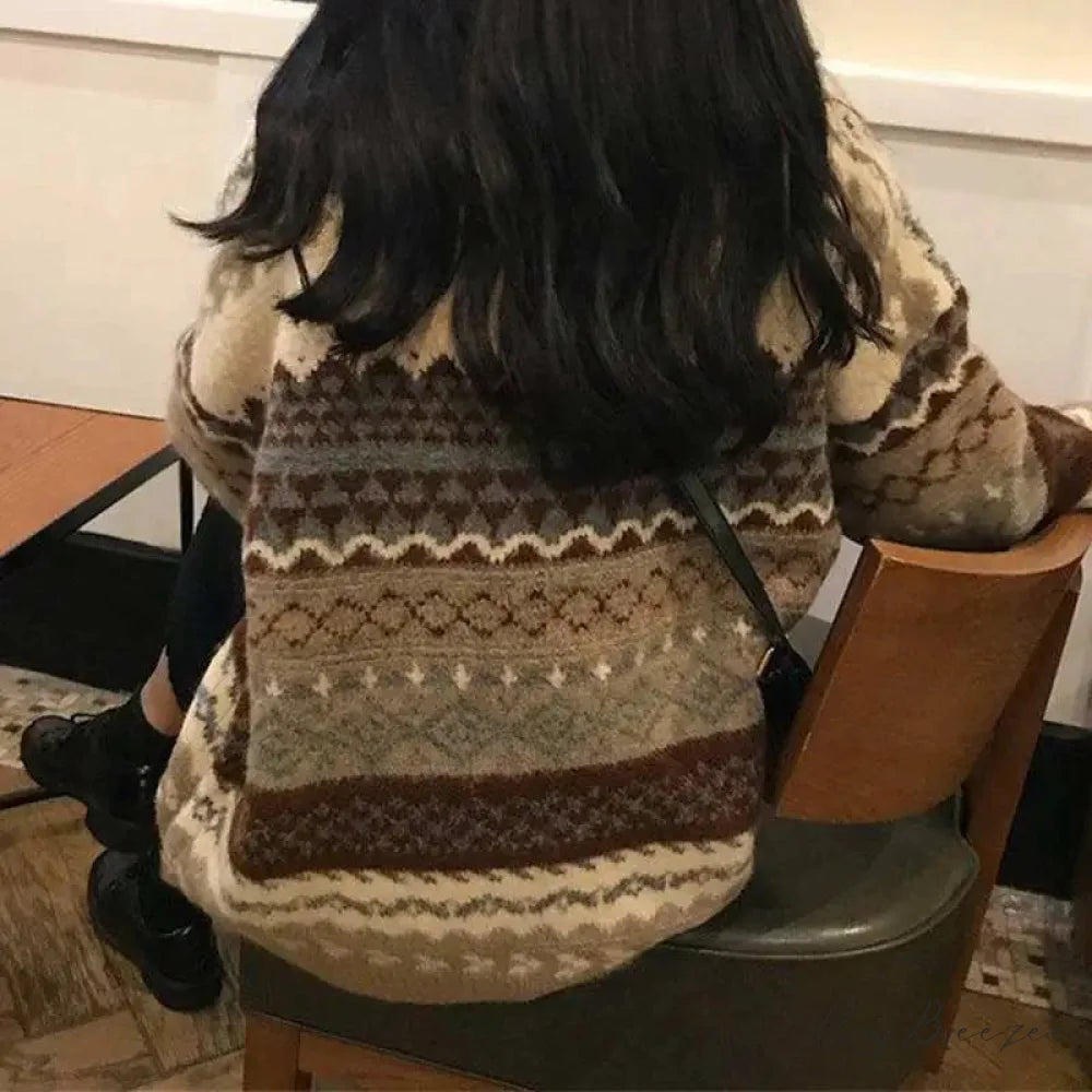 Korean Style Striped Loose Pullover Sweater swraters-241228