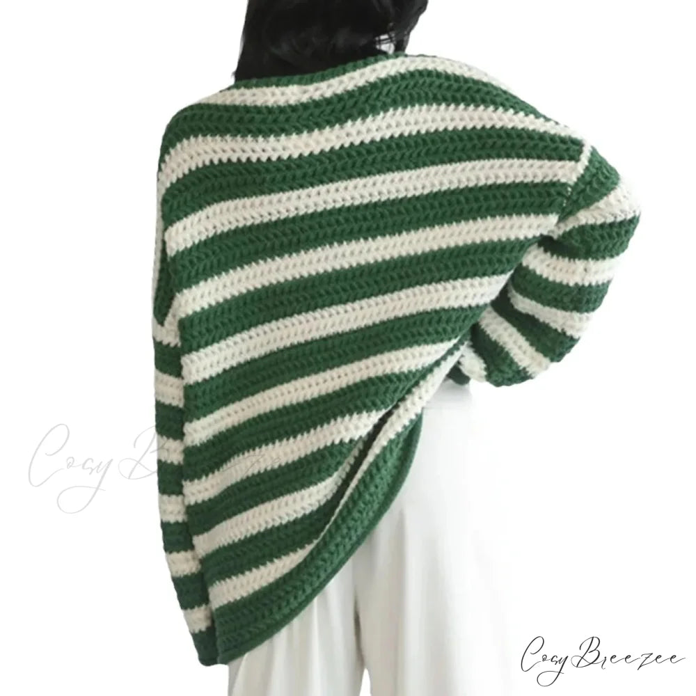 Korean Style Striped Oversized Sweater swraters-241228